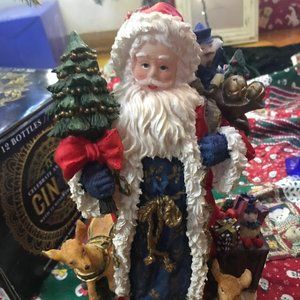 11 inch Musical Santa with Deer Figure by International Bazaar, in Original Box